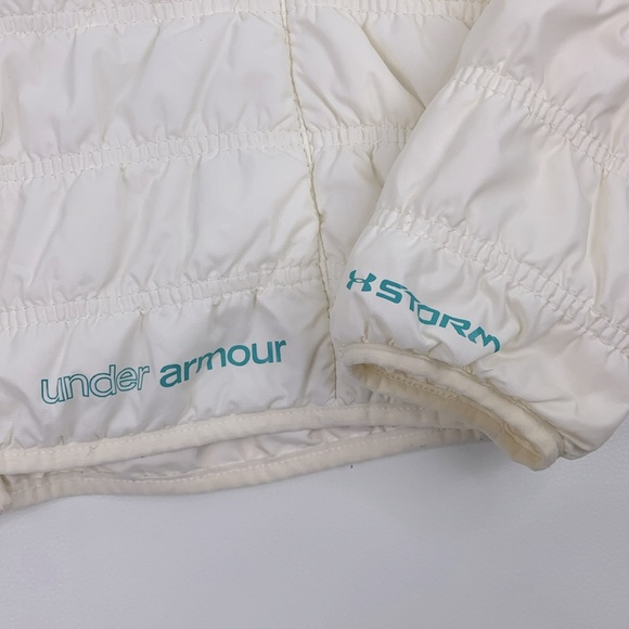 Under Armour off white Puffer quilted Storm jacket coat Size Medium Zip pockets - Picture 11 of 16